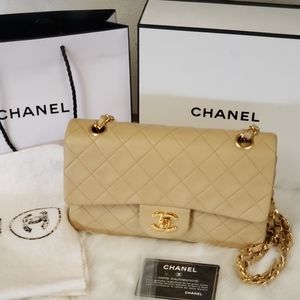 Chanel Quilted Matelasse Double Flap Nude
